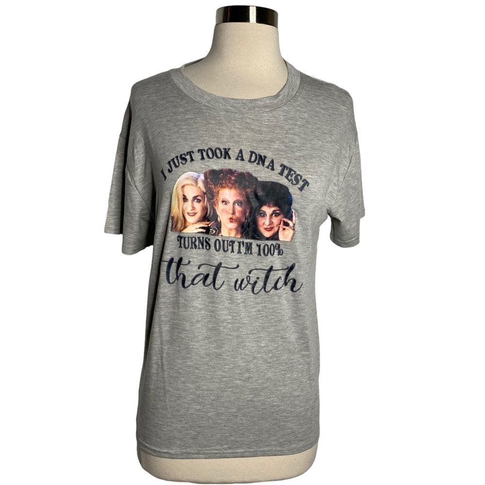 Hocus Pocus Womens ‘100% That Witch’ T-shirt Size Small Short Sleeve Gray